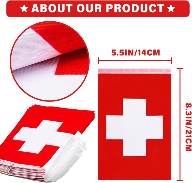MVPRING Switzerland String Flag Pennant Banner, Small Mini Swiss Flags Bunting Banner, National Country Decoration for School, Party, Sports Events, Festival, 33 Feet 30 Flags - Image 3